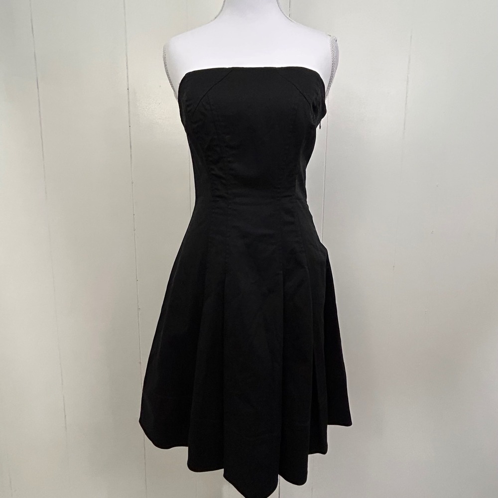 Express Design Studio Black Strapless Fit and Flare Dress Smocked Back Size 6